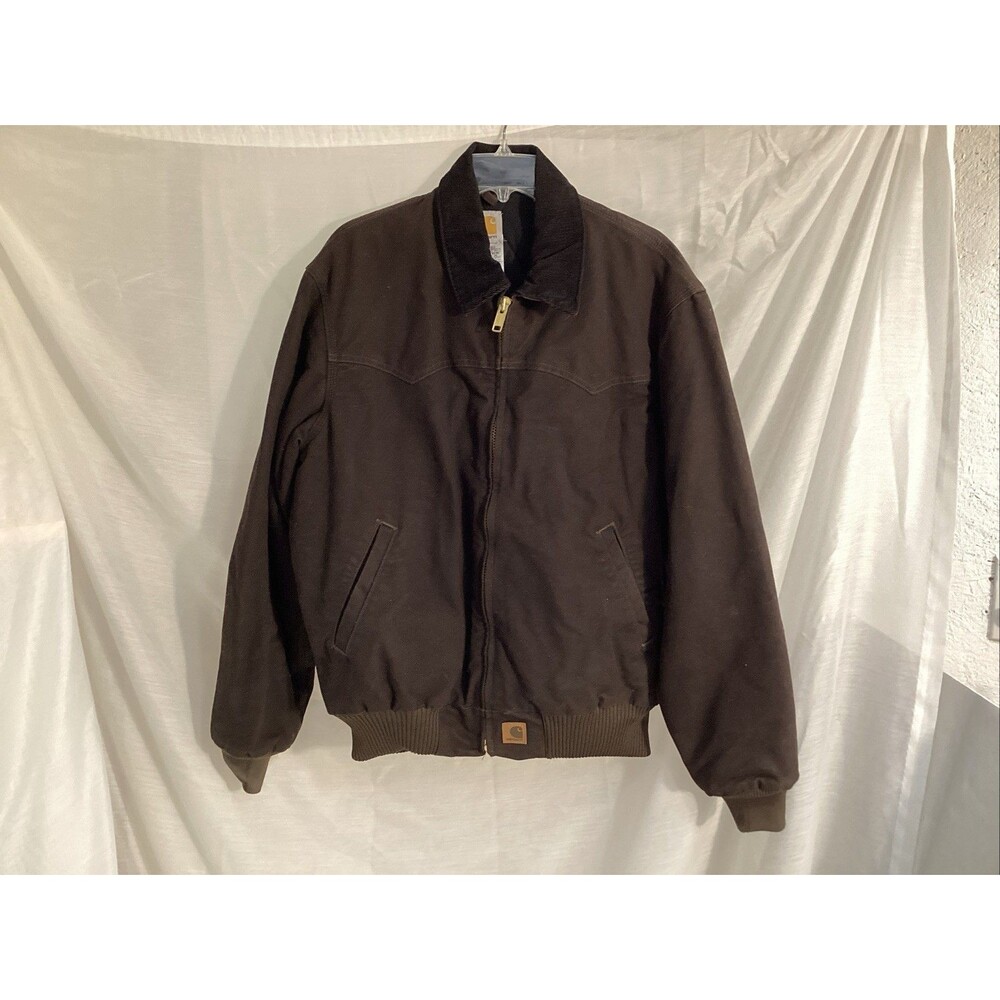 vtg carhartt Santa Fe quilted canvas jacket mens large reg J14 DKB brown
